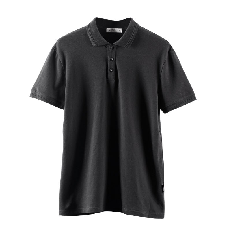 Enjeolon Brand Men Casual Short Sleeve Polo Shirts Men England Style Solid Black Clothing For Men Tops Tee T8953: Black / L