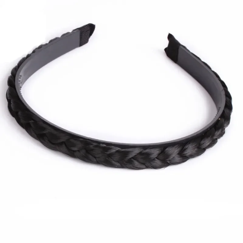 Women Hair Band Fishbone Braid Lazy Wig Twist Braid Headband Hairpin Bohemia Non-slip Headdress Bridal Hair Accessories: Pink