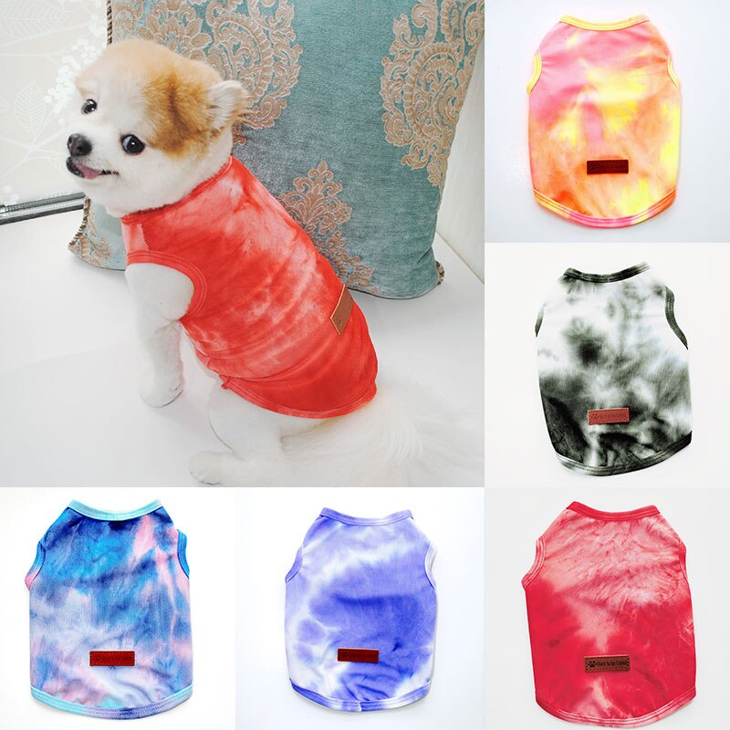 Tie Dye Pet Clothes Vest Dog Shirt Puppy Pet Clothing For Small Medium Dogs Chihuahua Yorkie Casual Breathable Costume