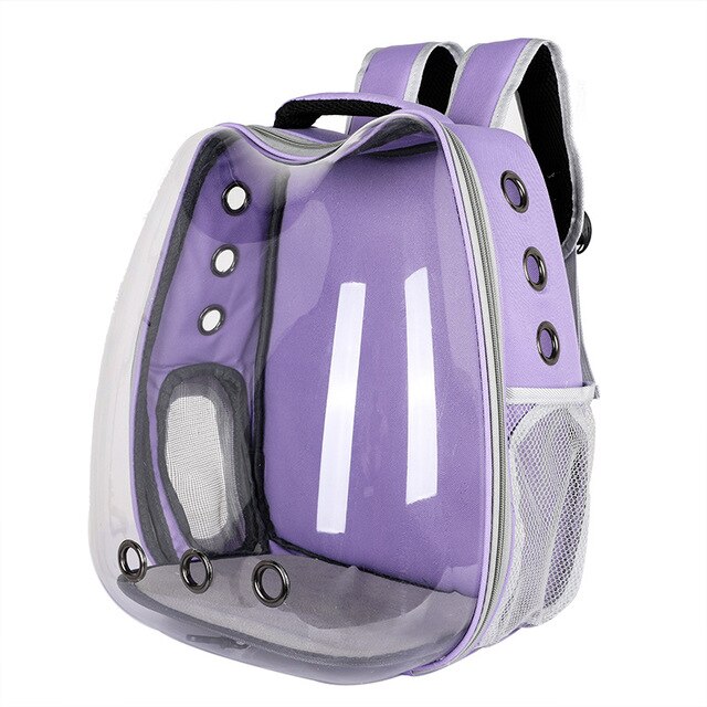 Cute Cat Carrier Bag Breathable Transparent Small Pet Carrier Dog Cat Backpack Outdoor Travel Pet Carrying Space Capsule: Blank Purple