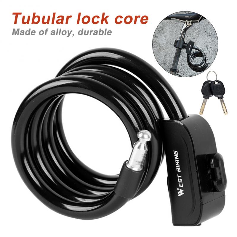 Theft Spiral Steel Cable Universal Protective Bicycle Lock Stainless Steel Cable Coil Bicycle Accessories Bike Lock with 2 Key