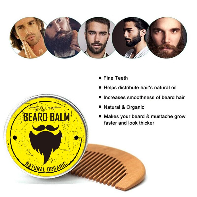 Beard Care Kit / Beard Oil &Paste & Comb & Beard Brush & Stainless Steel Scissors & Storage Bag