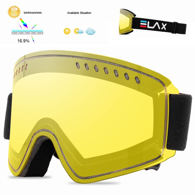 Elax nova marca dupla camada anti-nevoeiro óculos de esqui máscara de esqui óculos de neve snowboard googles homem mulher snowmobile eyewear: EL14