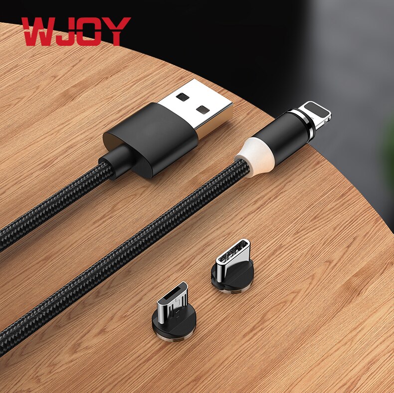 WJOY-Cable magnético de carga rápida, Cable USB tipo C, cargador magnético, Cable Micro USB, Cable de teléfono móvil, USB, rotación 360