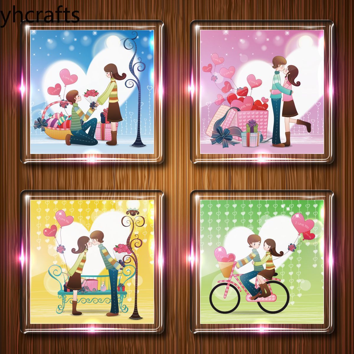 4ST Foto Rahmen Kühlschrankmagnete - 5.5x4.5cm Acryl DIY Bildaufkleber - Heimdeko
