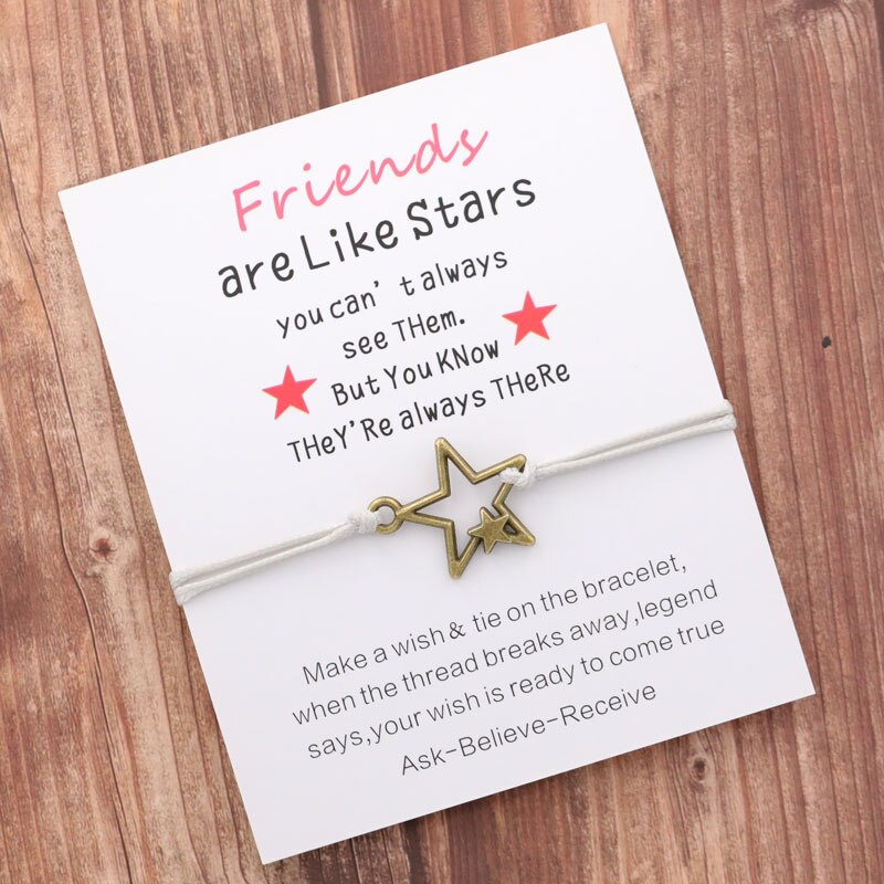 Pulseras de la amistad con de estrellas para hombre y mujer, pulseras de cuerda hechas a mano con abalorios, con de mejores amigos, chicas y adolescentes, de joyería: Brown-Grey