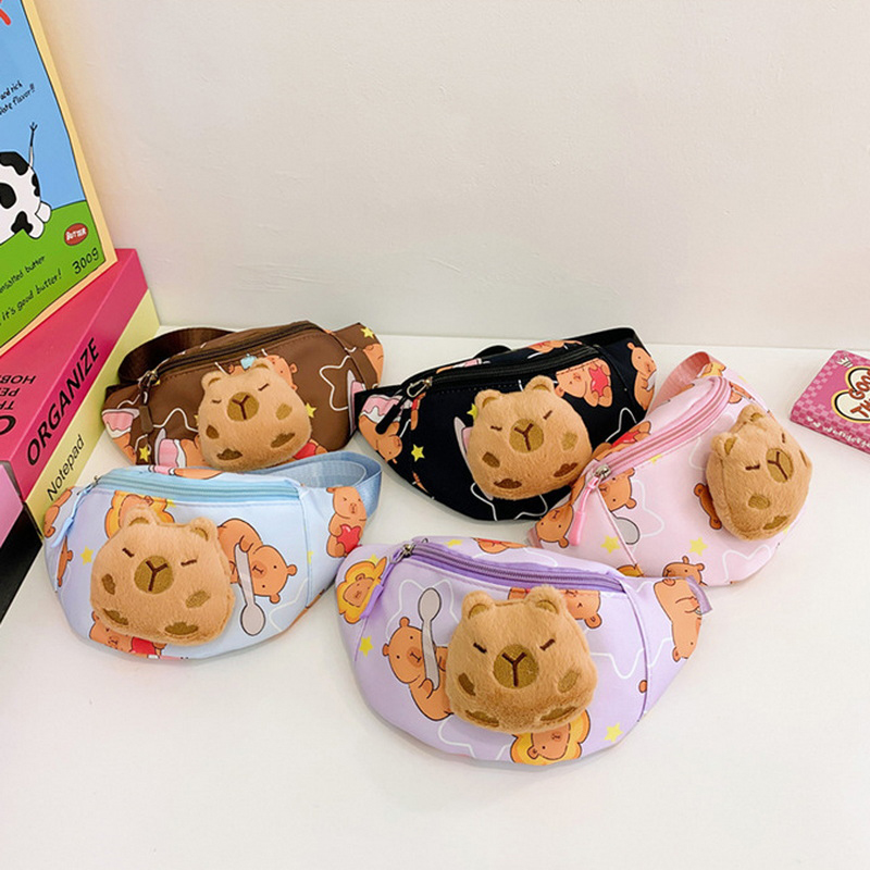 Kawaii Capybara Umhängetasche für Kinder, Brusttasche, Cartoon-niedlicher Rucksack, lässig, Outdoor, Reisen, Geldbörse, Taillen-Organizer,