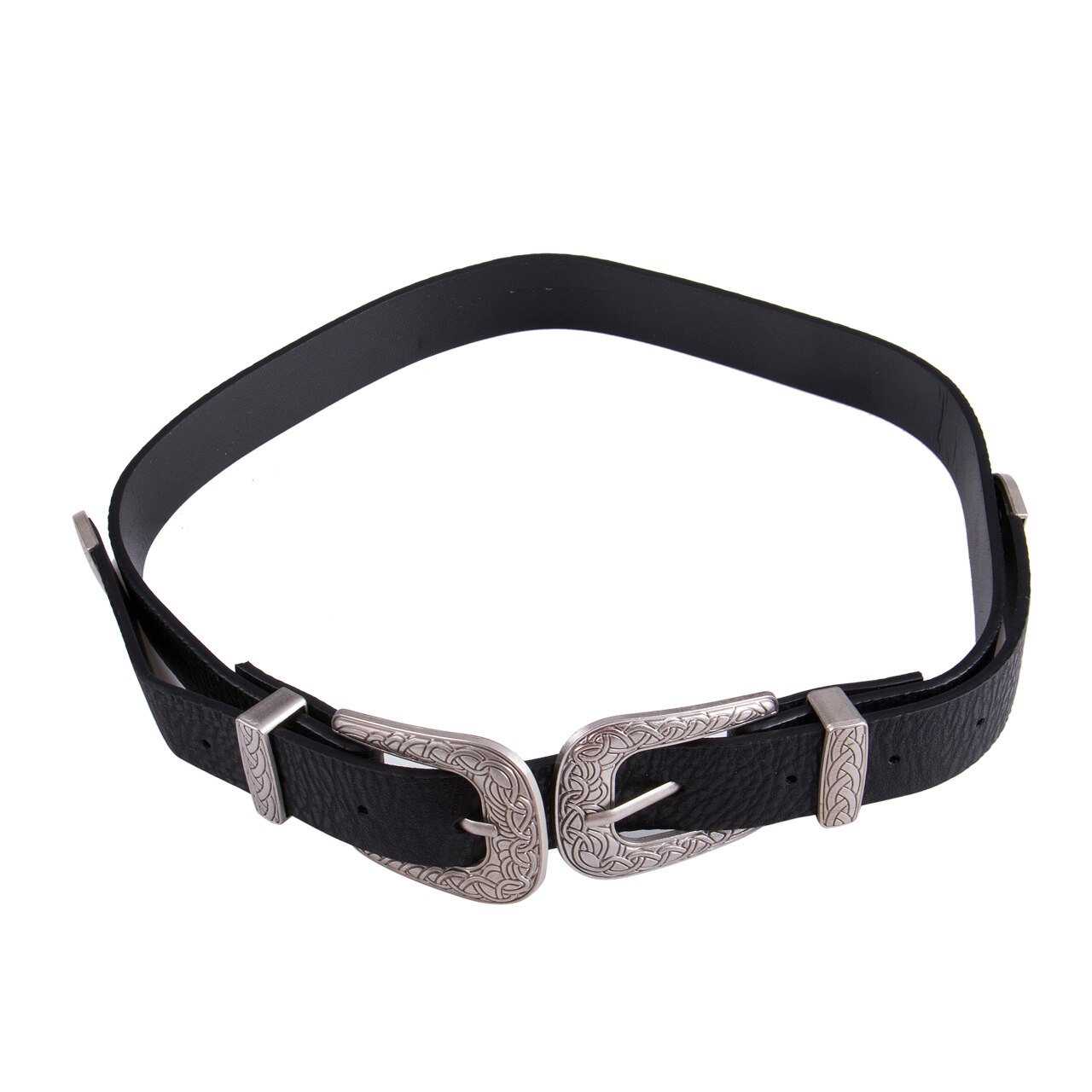 Vogue Vrouwen Dames Vintage Metalen Boho Lederen Dubbele Gesp Taille Riem Tailleband: Default Title