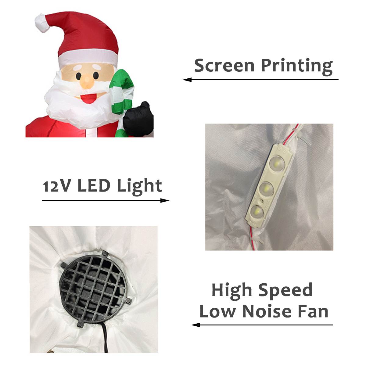 Christmas Decor 1.2M LED Air Inflatable Crutches Santa Claus with Air Blower Night Light Giant Inflatable Doll for Garden
