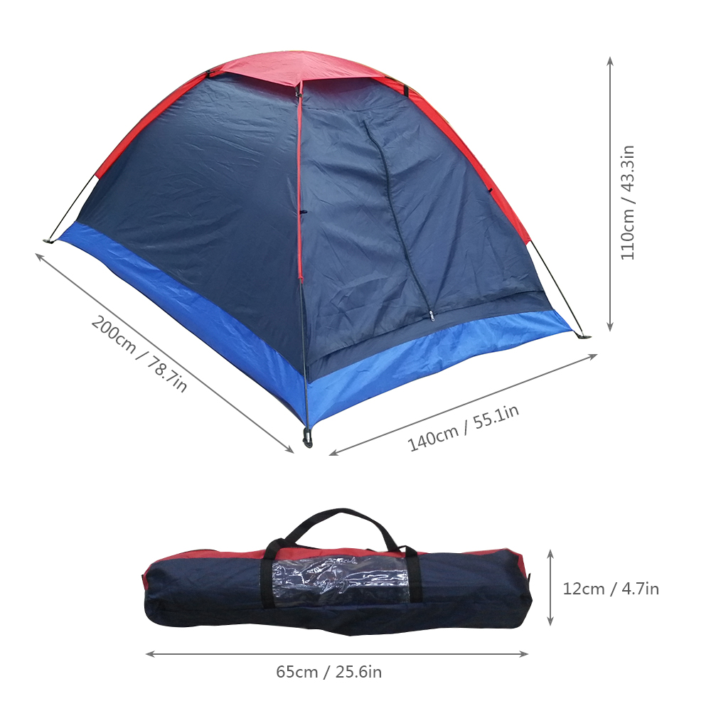 2- personen-einschicht-outdoor-campingzelt mit tragetasche, leicht, 200 x 140 x 110cm m, ideal für strand, sommer, wandern und angeln.
