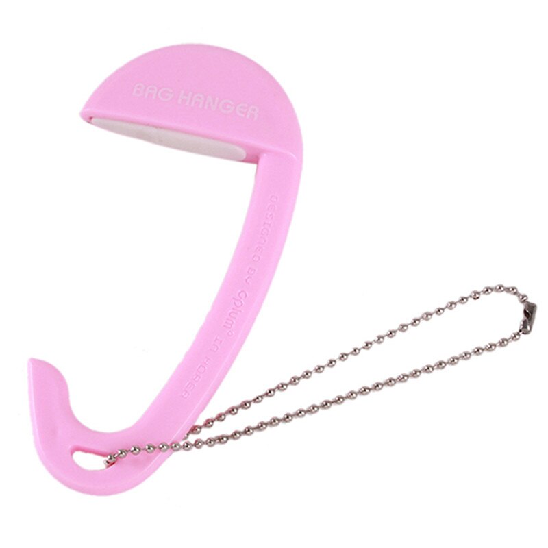 Mini Portable Plastic Bag Hook Clothes Purse Bag Hanger Buckle Device Table Chair Desk Brim Bag Hook Handbag Holder: Pink