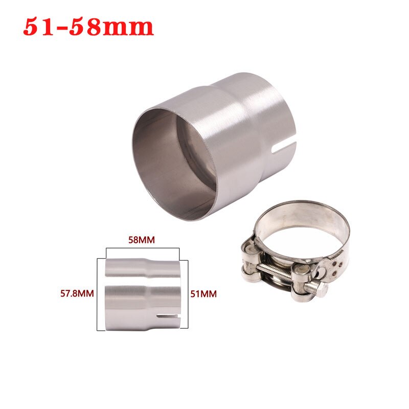 51mm to 52mm 54mm 56mm 58mm 62mm moottoripyörä yoshimura pakokaasun pakomuunnin sovitin linkkiputki putki vähennysventtiili 60mm äänenvaimennin kilpa: 51-58mm