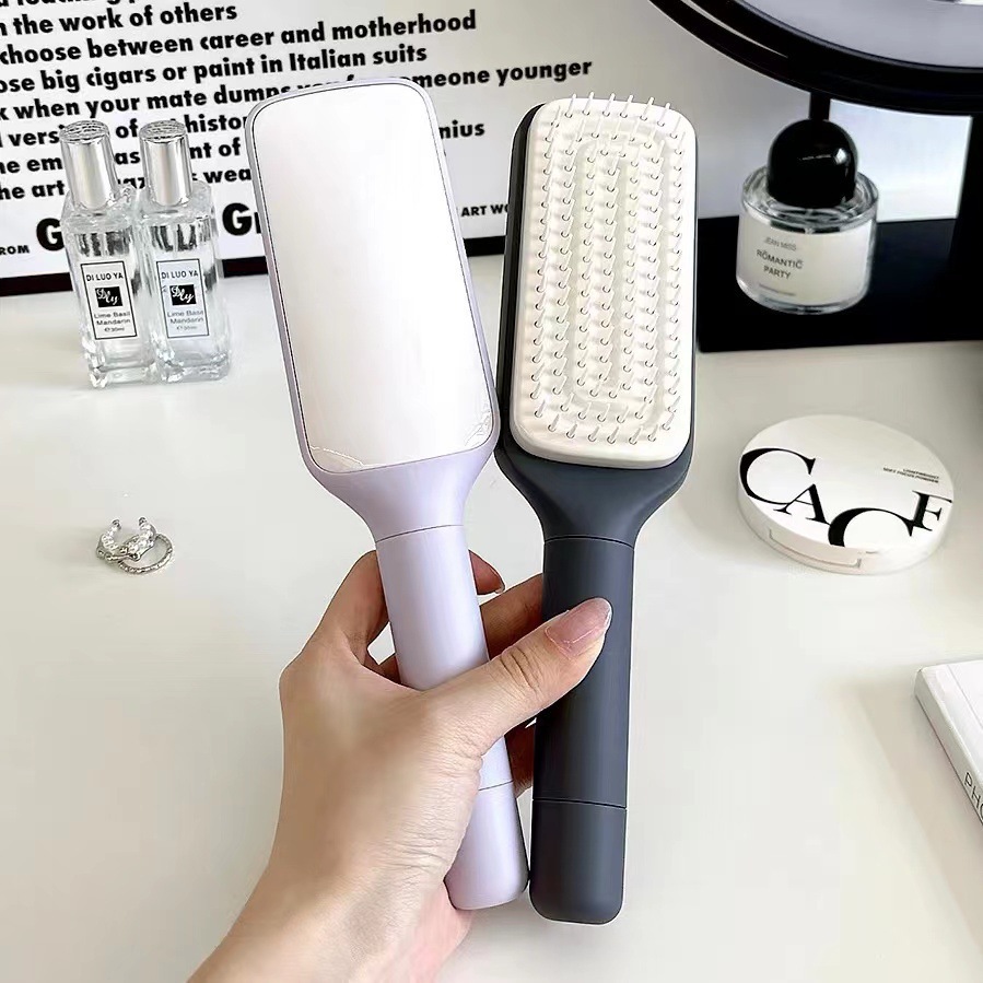 202419 -brosse à cheveux autonettoyante pour femmes, brosse à cheveux, nettoyage à une touche, perte de cheveux, Airbag, peigne de Massage du cuir chevelu, brosse à cheveux antistatique: Rouge