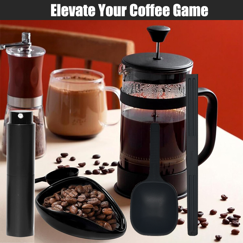 Flymuyu doseringskopp och skedset för kaffebönor, doseringskärl i keramik för mätning av kaffe eller te, espressotillbehör