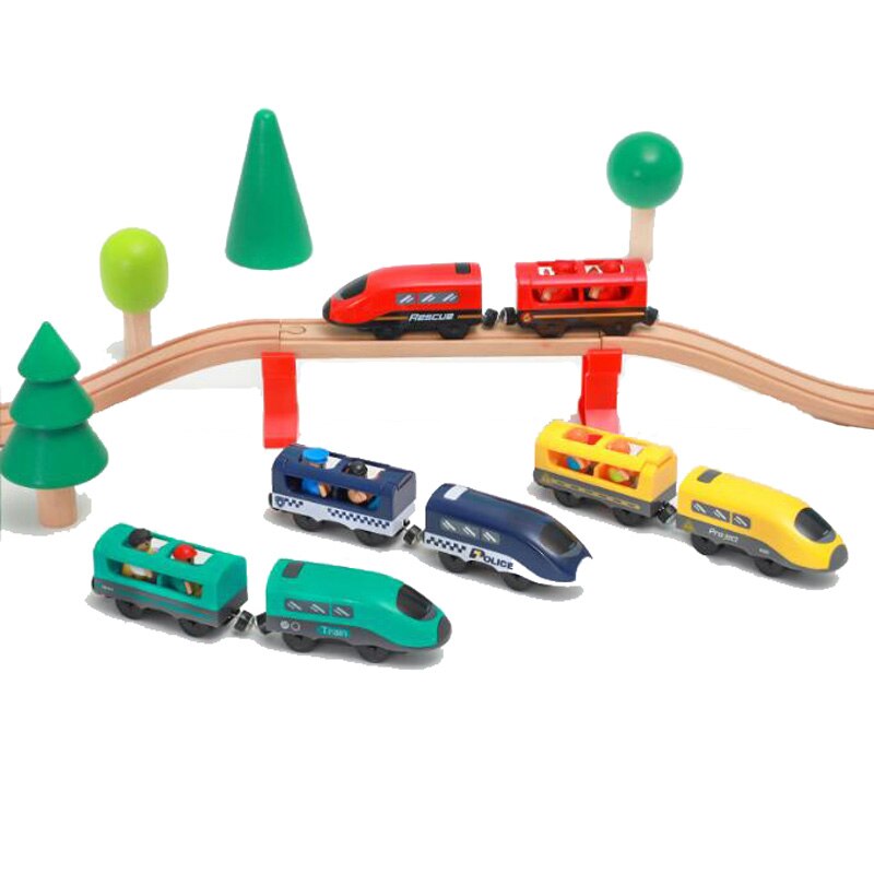 Electric Train Set Toys Model Train Electric Car Fit For Wooden Railway Wood Train Track Christmas For Children