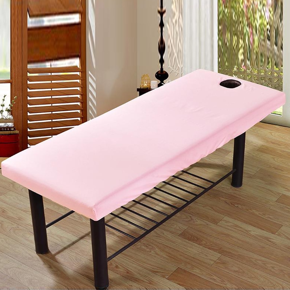 Professionele Cosmetische Salon Lakens Massage Laken Effen Couch Voorschip Gat Polyester Elastische Alle-Ronde Wrap