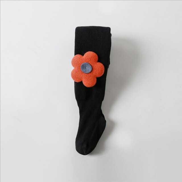 Girls Tights Princess flowers Baby Girl's One-Piece Pantyhose Baby spring Autumn winter Style Trousers winter Stockings: Black / XL(120-130CM)