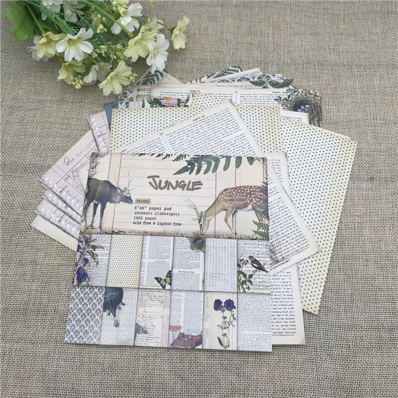 24sheet 6"X6"Jungle Flower background Garden patterned paper Scrapbooking paper pack handmade craft paper craft Background pad