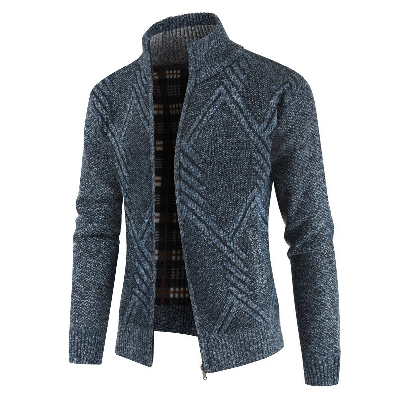 Cardigan en coton pour hommes, pull, pull, pull, géométrique, fermeture éclair, Slim Fit, printemps automne