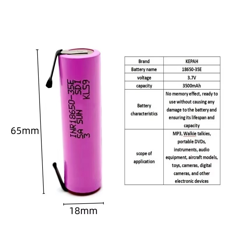 18650 35E 3500mAh 20Adischarge 3.7V INR18650-35E 18650 li-ion 3.7V batterij oplaadbare batterij + DIY nicke