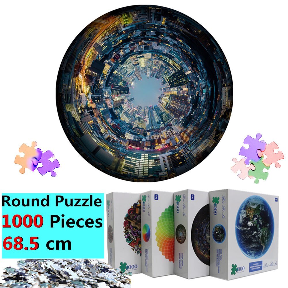 Earth Puzzle 1000 Pieces Adult Large 68.5*68.5CM Moon Puzzles High Difficulty Round Puzzles Planet Puzzle 1000 pcs Adults Kid Gi