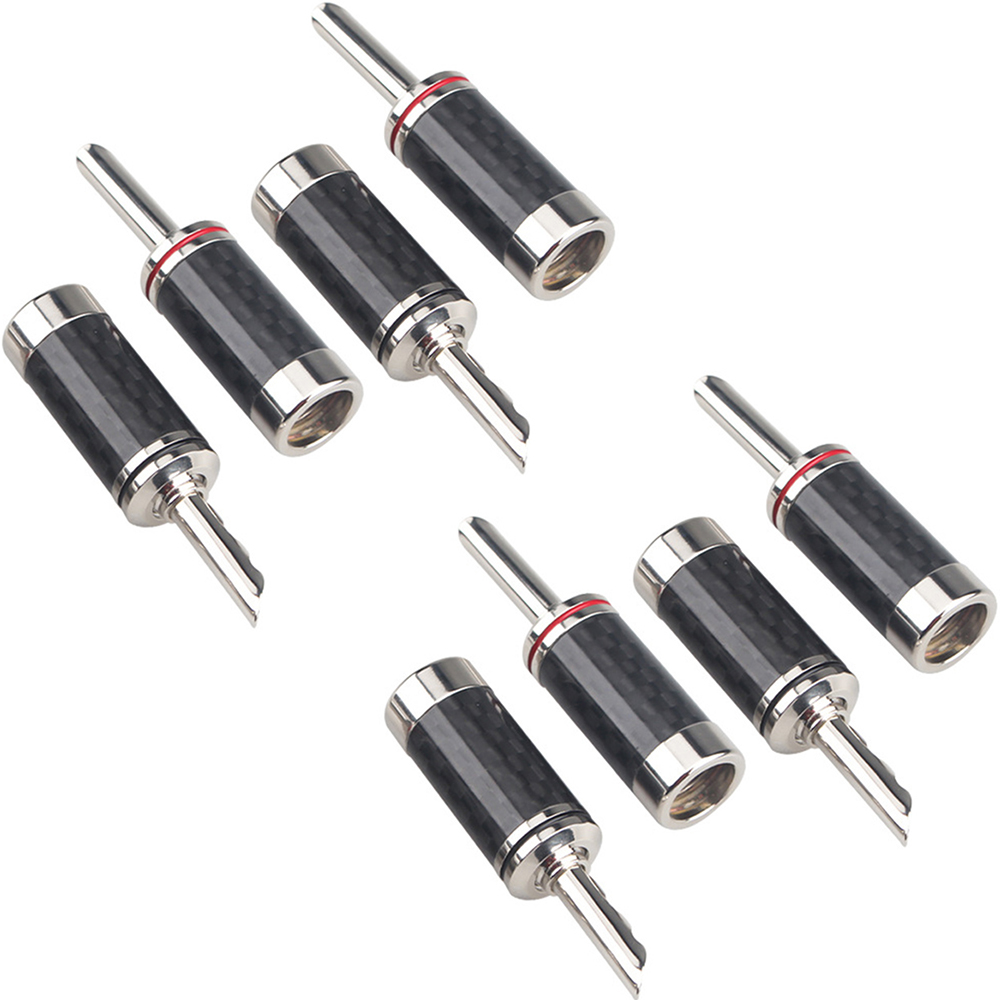 8 Uds Hifi BFA conector banana chapado en oro/rodio cable de altavoz de audio de fibra de carbono conector banana: Azul