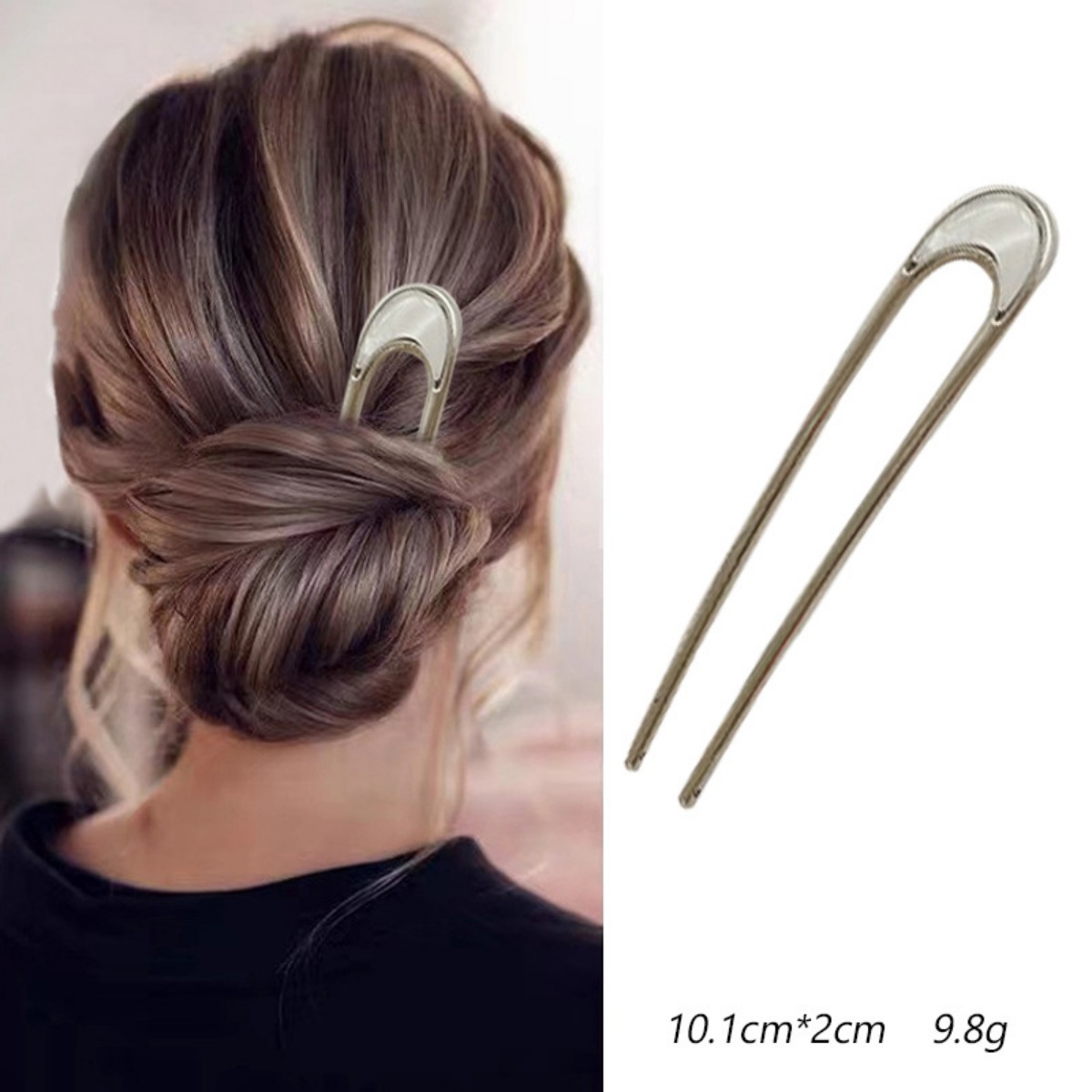 Horquilla de concha, horquillas de Metal en forma de U, horquilla para el cabello, horquilla para el cabello francesa, accesorios para el cabello simples y de para mujer: Beige