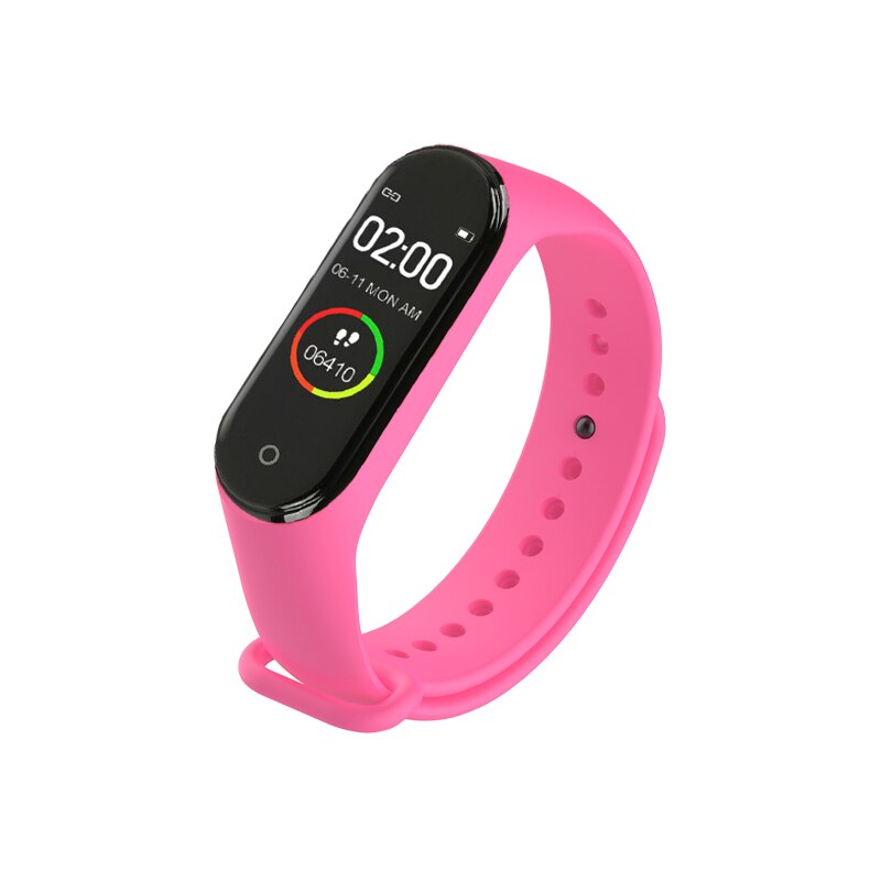 Label sport smart  m4 horloge mannen en vrouwen hartslag bloeddrukmeter multifunctionele gezondheidsarmband: Roze