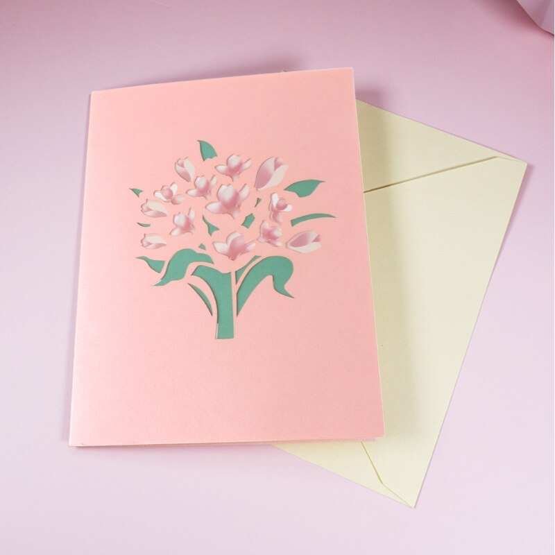 3D Pop-Up Flower Floral Greeting Card for Birthday Mothers Father's Day Wedding M89A