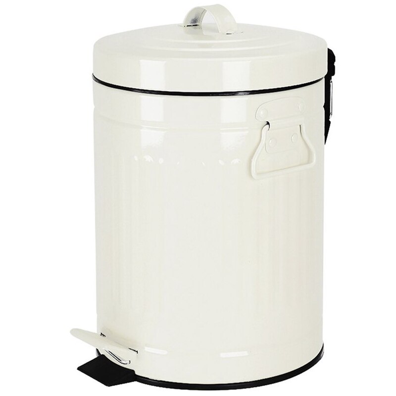 Badkamer Prullenbak Met Deksel, Prullenbak Voor Slaapkamer Kantoor Geschikt Voor Badkamer, Slaapkamer, Kantoor, bureau, 5 Liter, Wit: Default Title