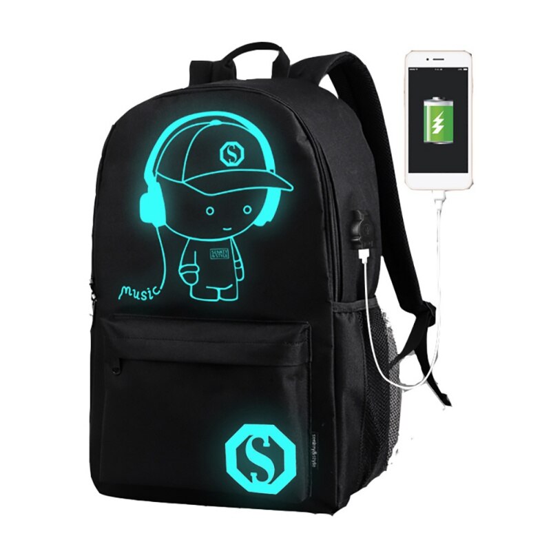 Sports Backpack City Jogging Bags Outdoor Luminous with USB Charge Port (Not Include Power) Students Anti-theft Laptop Backpack: B2