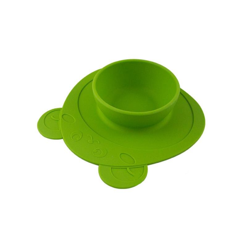 Plato de silicona para bebé, platos tipo tazón alimentación infantil bebé, bandeja de succión para mesa de comida para niños, vajilla alimentación, juego de Bol, cuchara, tenedor