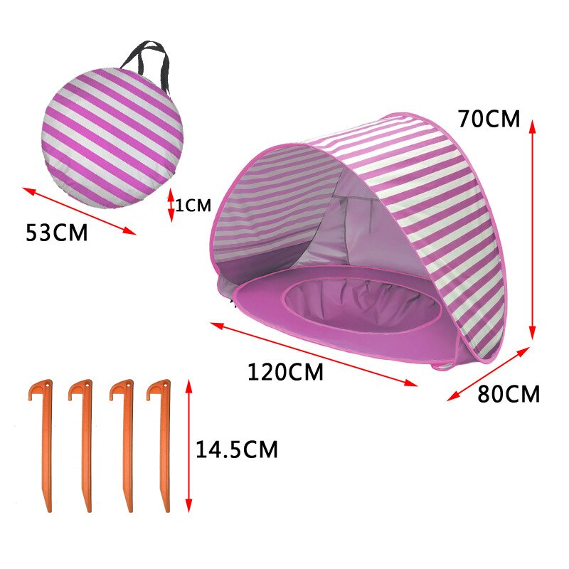 Tenda da spiaggia per bambini tenda da sole per bambini Pop-Up impermeabile tenda da sole protezione UV protezione solare con piscina per bambini campeggio esterno ombrellone spiaggia: pink  stripes