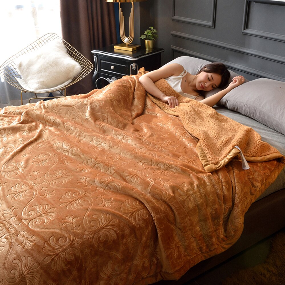 Fourrure floue corail polaire jeter couverture doux tapis hiver drap couvre-lit pour lit canapé salon lavage mécanique: F / 200x200cm