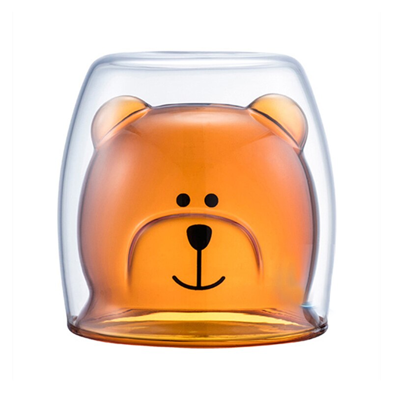 Precioso Panda Taza de cristal de doble pared 250ml oso taza de vidrio jugo vidrio resistente al calor taza de vidrio: Bear Coffee