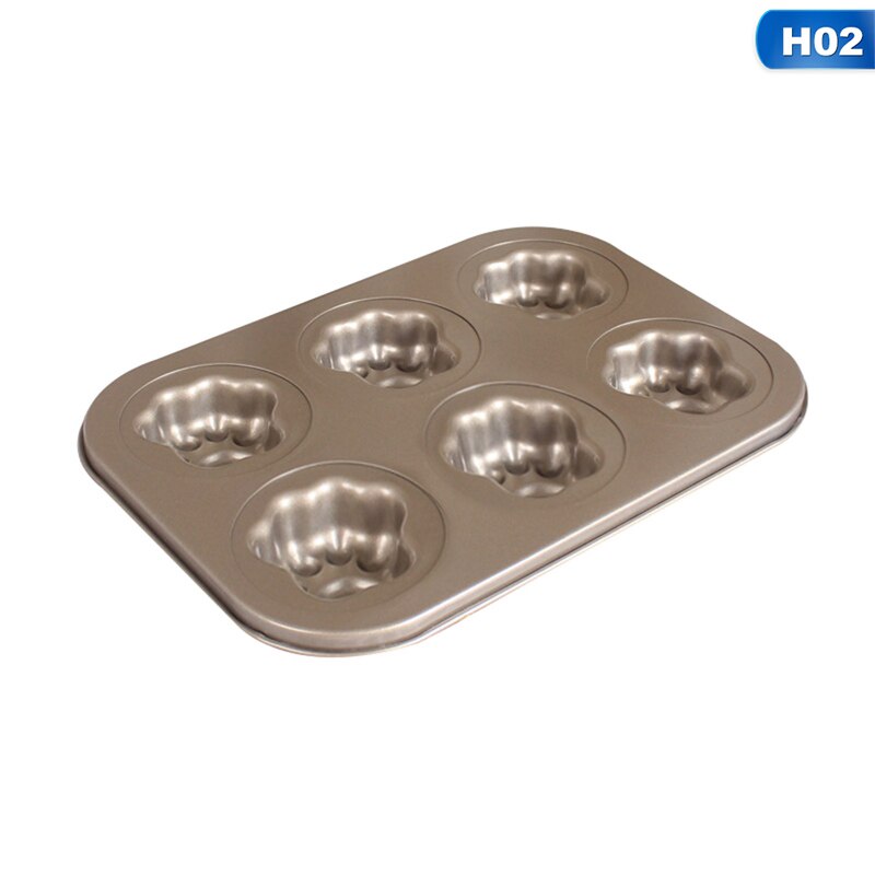 6- hulrom nonstick smultring panne smultring bakervarer karbon stål smultring bakeplate bagels form maker kake kjeks tinn bakware: H02