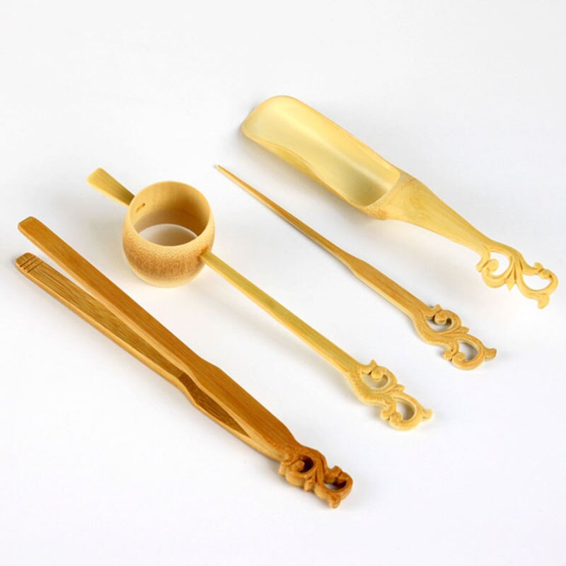 Natuurlijke Bamboe Theelepel Thee Naald Clip Schop Theezeefje Pincet Scoop Japanse Thee Set Theewaar Accessoires Handgemaakte Carving