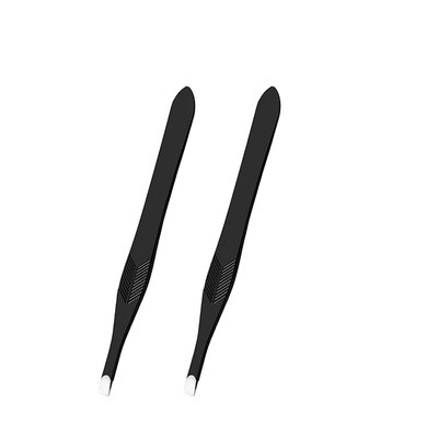 Pincet øjenbryn værktøj 2 stk plukke bryn øjenbryn klip pull skæg artefakt rustfrit stål pincet gadget skrå flade øjenbryn: Sort
