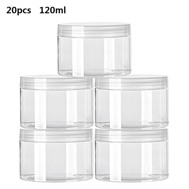 20Pcs Lege Helder Plastic Helder Cosmetische Potten Make Container Jar 30/50/60/80/100/120/150Ml Food Grade Sample Pot Container: 120ML