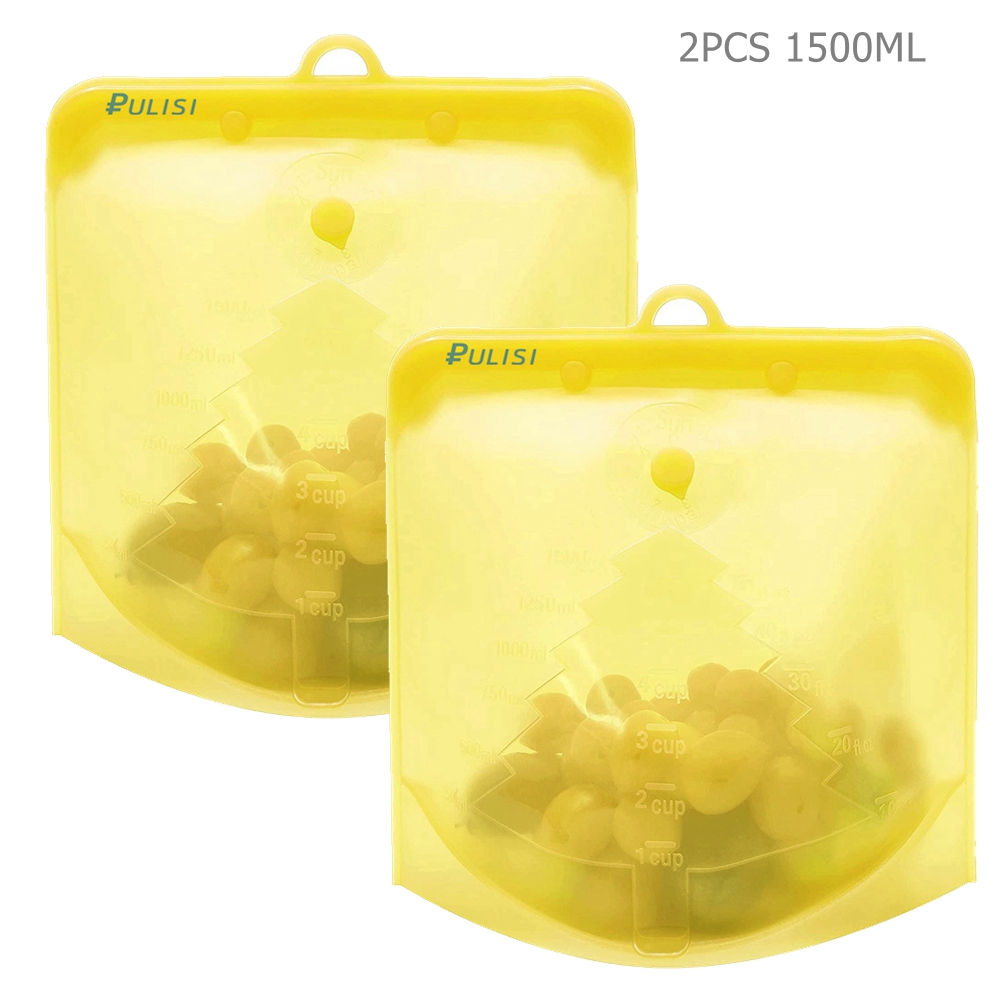 2er Pack Silikon-Lebensmittel beutel 1500ml 1000ml 500ml auslaufs ichere Behälter wieder verwendbarer frischer Beutel Lebensmittel-Aufbewahrung beutel Gefrier beutel Snack behälter: dunkel khaki