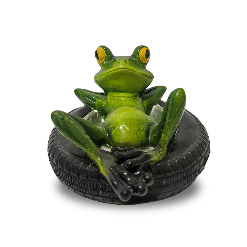 Statue de radeau flottant en résine de bambou, Statue de grenouille, Sculpture de canard, décoration d&#39;étang de jardin, maison, ornement de bureau: 6