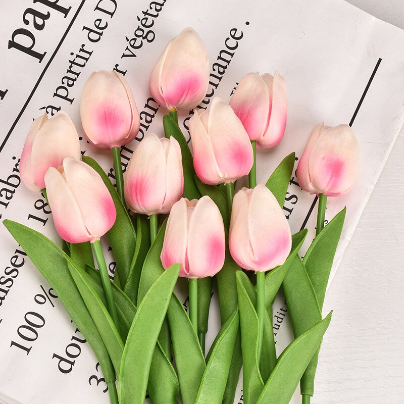1PC 30cm Real Touch PU Tulips Artificial Flowers for Home Garden Bedroom Decoration flores artificiales para decoracion hogar: Light Pink