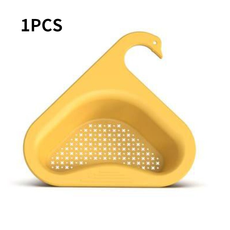 Sink Hanging Swan Drain Basket Garbage Filter Blue Fruit Vegetable Drain Rack Dry Wet Separation Kitchen Special Rack: 1PCS-yellow