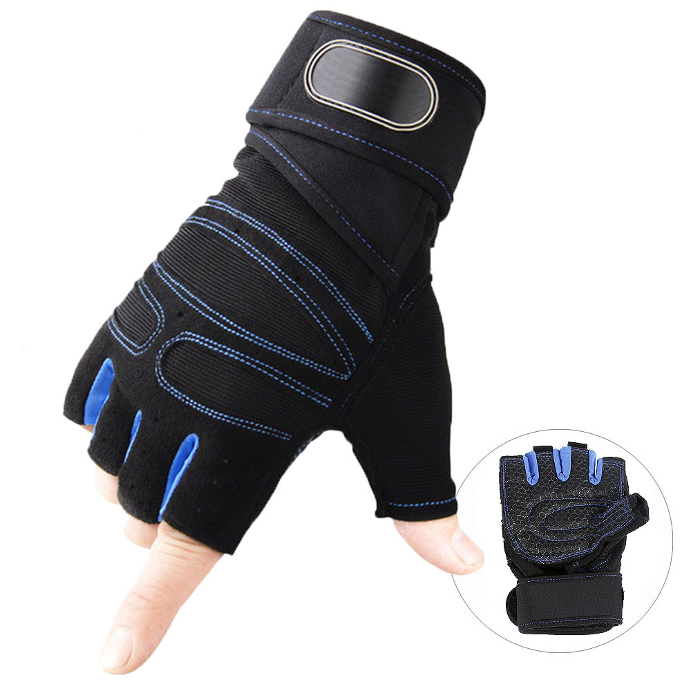 Guantes de gimnasio para deportes, Fitness, gimnasio, pesas, guante de levantamiento, entrenamiento de culturismo, ejercicio, deporte, guante de entrenamiento para hombres y mujeres M/L/XL: Azul marino / M