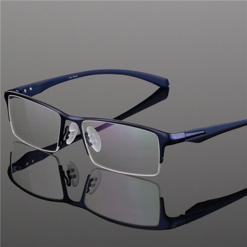 Gafas de titanio de para hombre, montura para gafas de miopía para hombre: Azul