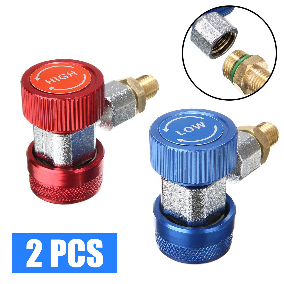 2pcs High Low Adapter Connector R134a Quick Connector For Air Conditioning Refrigerant Adapter Accessories