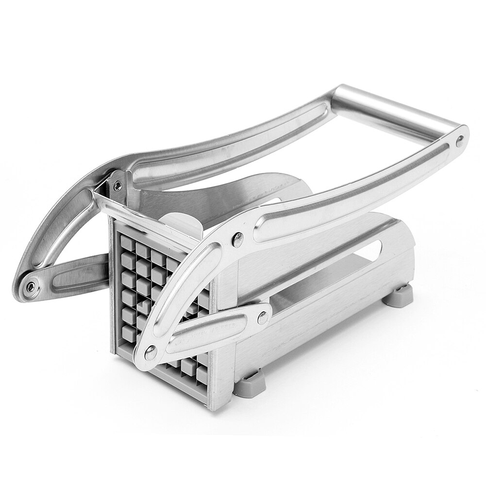 Cortador de patatas fritas de acero inoxidable, máquina para cortar patatas fritas con 2 cuchillas, utensilios de cocina: Default Title