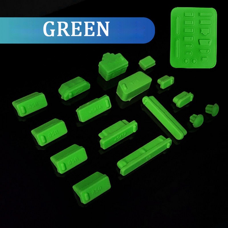 16Pcs Universele Laptop Siliconen Dust Pluggen Anti-Dust Stopper Usb Plug Notebook Pc Poort Opladen Bescherming Stofkap voor Computer: Green