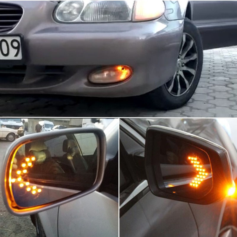 1x Auto Styling LED Richtingaanwijzer Achteruitkijkspiegel Pijl Panelen Indicator Licht Achteruitkijkspiegel Signaal lamp 12V 14 SMD Geel