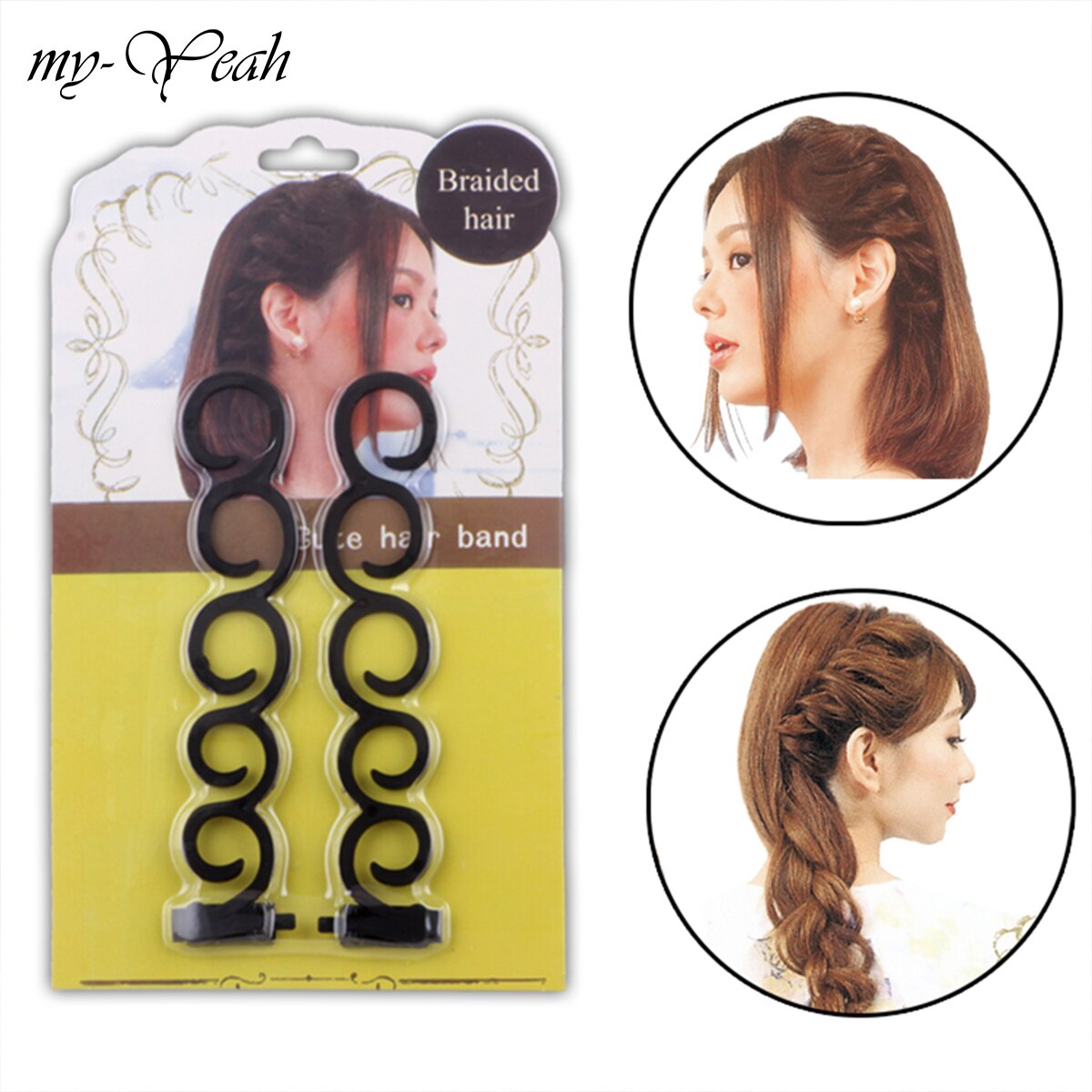 2Pcs/Set Lady French Hair Braiding Tool Hair Twist Styling Clip Braider Roller Bun Maker DIY Hair Band Accessories DIY Home